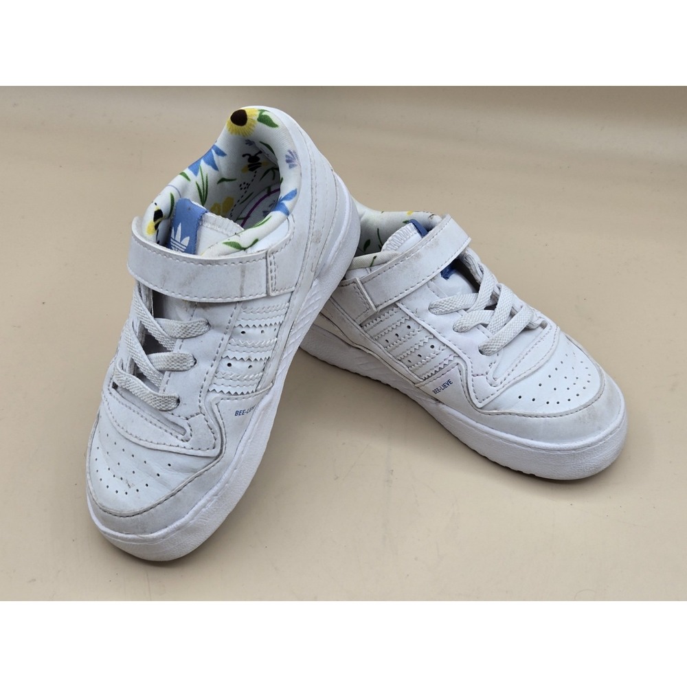 Adidas Girls 8K White Forum Low 'Bee-Lieve' Shoes Kids